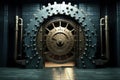 Intimidating Bank vault steel open door. Generate Ai