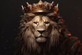Intimidating Lion crown animal banner. Generate AI