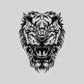 Intimidating tiger front view theme logo template. Vector