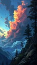 Intoxicating Skies: A Surreal Journey Through Mountain Sunsets a Royalty Free Stock Photo