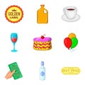 Intoxication icons set, cartoon style