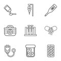 Intoxication icons set, outline style