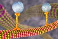 Intracellular transport, kinesin proteins transport molecules moving across microtubules Royalty Free Stock Photo