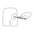 Intramuscular injection into the buttock with a syringe. Medicine single icon in outline style vector symbol stock