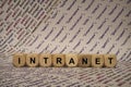 Intranet - cube with letters and words from the computer, software, internet categories, wooden cubes