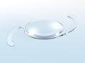 Intraocular lens IOL. Medical 3D illustration  on light bue background Royalty Free Stock Photo