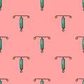 Intrauterine device seamless doodle pattern, vector illustration