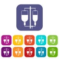 Intravenous infusion icons set