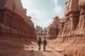 Intrepid Duo: Journey Amidst the Majestic Red Rock Formations