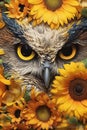 Intricacies of Nature: Vibrant Floral Frame Around a Majestic Owl