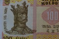 The Intricacies of Stefan Cel Mare's Portrait on a 100 Lei Moldovan Banknote Royalty Free Stock Photo