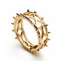 Intricate 18k Gold Crown Ring With Thorn Design