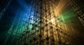 Abstract Futuristic Grid Structure with Dynamic Colorful Lighting Royalty Free Stock Photo