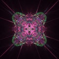 Intricate abstract fractal pattern with a symmetrical, kaleidoscopic design in vivid pi