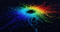 Intricate abstract glowing particles form a beautiful, colorful spectrum of digital data visualization. Royalty Free Stock Photo