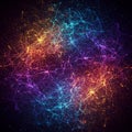 An intricate, abstract network of glowing lines and nodes forms a circular pattern Royalty Free Stock Photo