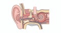 Detailed Cross Section Diagram of the Human Ear Anatomy Showing Outer Middle and Inner Ear Structure Including the Tympanic Membra Royalty Free Stock Photo