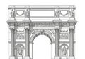 Intricate architectural drawing of a classical triumphal arch. Features symmetrical design with Royalty Free Stock Photo