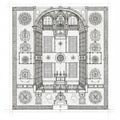 Intricate architectural drawing featuring symmetrically arranged elements with ornate Royalty Free Stock Photo