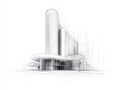 Intricate architectural drawing of a modern building, blueprint with detailed lines and structure Royalty Free Stock Photo
