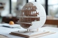 Intricate architectural model of spherical building with layered interiors Royalty Free Stock Photo