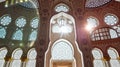 Mosque interior with sunlight Royalty Free Stock Photo