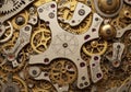 Intricate arrangement of horological components, featuring a complex system of interlocking gears Royalty Free Stock Photo