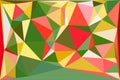 Contemporary low poly mosaic illustration featuring warm red and cool green multifaceted geometric elements Royalty Free Stock Photo