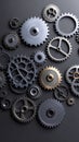 Intricate arrangement of metallic gears interconnected and ready for action Royalty Free Stock Photo