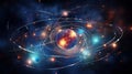 Intricate Atom Structure Illustration with Orbiting Electron