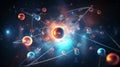 Intricate Atom Structure Illustration with Orbiting Electron