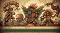 Intricate Aztec Art Illustration Showcasing Cultural Artistry in Pottery, Sculpture, and Textiles