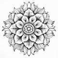 Intricate Balinese Mandala Flower Design: Black And White Coloring Page Royalty Free Stock Photo