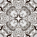 Intricate Baroque vector seamless pattern. Greek style ornamental monochrome background. Floral Damask ornament with