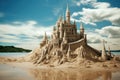 Intricate Beach sandcastle. Generate Ai Royalty Free Stock Photo