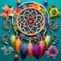 Intricate Beaded Dreamcatcher with Native American-Inspired Patterns