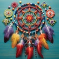 Intricate Beaded Dreamcatcher with Native American-Inspired Patterns