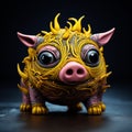 Intricate And Bizarre Ceramic Street Art Toy Pig Royalty Free Stock Photo
