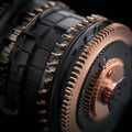 Intricate Black and Copper Mechanical Component with Interlocking Gears Royalty Free Stock Photo