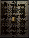 Intricate Black and Gold Maze Design on Textured Surface Royalty Free Stock Photo
