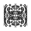 Intricate black pattern with symmetrical ornamental pattern