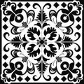 Intricate Black And White Floral Tile Inspired By Frederick Lord Leighton