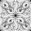 Intricate black and white floral vector seamless pattern. Monoch Royalty Free Stock Photo