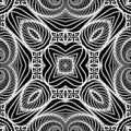 Intricate black and white lines seamless pattern. Ornamental abstract lines, shapes, flowers background. Geometric