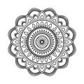 Intricate black and white mandala pattern with symmetrical floral 1 Royalty Free Stock Photo