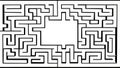 Intricate Black and White Maze Puzzle with Central Blank Space Royalty Free Stock Photo