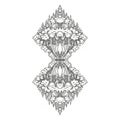 Intricate black and white symmetrical design featuring stylized trees. The pattern Royalty Free Stock Photo