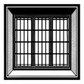 Intricate Black and White Vector Illustration of Window with Grid Design for Artistic Projects Royalty Free Stock Photo