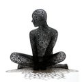 Intricate Black Wire Sculpture Of A Sitting Woman In Zen Buddhist Style