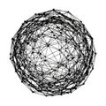 Intricate Black Wireframe Sphere Composed of Connected Dots and Lines Royalty Free Stock Photo